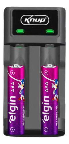 Imagem de Carregador Pilha Aa/aaa Type-c + 2 Pilhas Aaa 1000 Mah Elgin