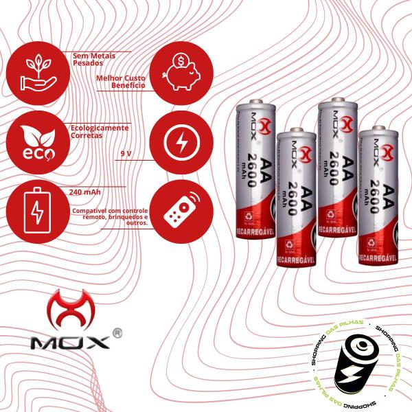 Imagem de Carregador Pilha Aa/aaa Type-c + 4 Pilhas Aa 2600 Mah Mox