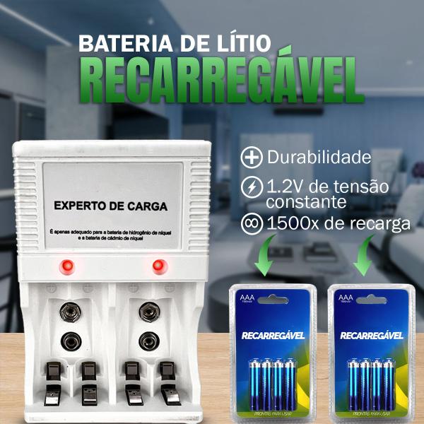 Imagem de Carregador Pilha Recarregavel Kit Com 8 Pilhas AAA