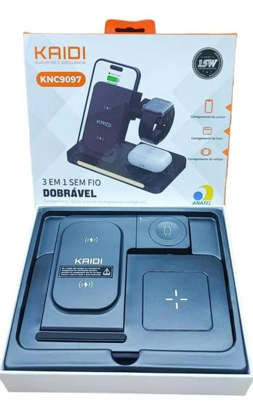 Imagem de Carregador Por Induçao 3 Em 1 Celular Relogio Fone Bluetooth knc9097