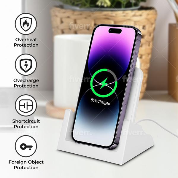 Imagem de Carregador por indução com suporte 10w QI charger com stand para celulares