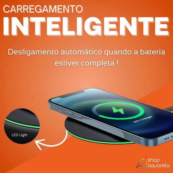 Imagem de Carregador por Indução sem Fio QI Wireless 20W Turbo Original A'Gold