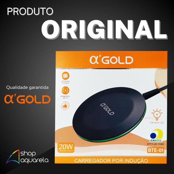 Imagem de Carregador por Indução sem Fio QI Wireless 20W Turbo Original A'Gold