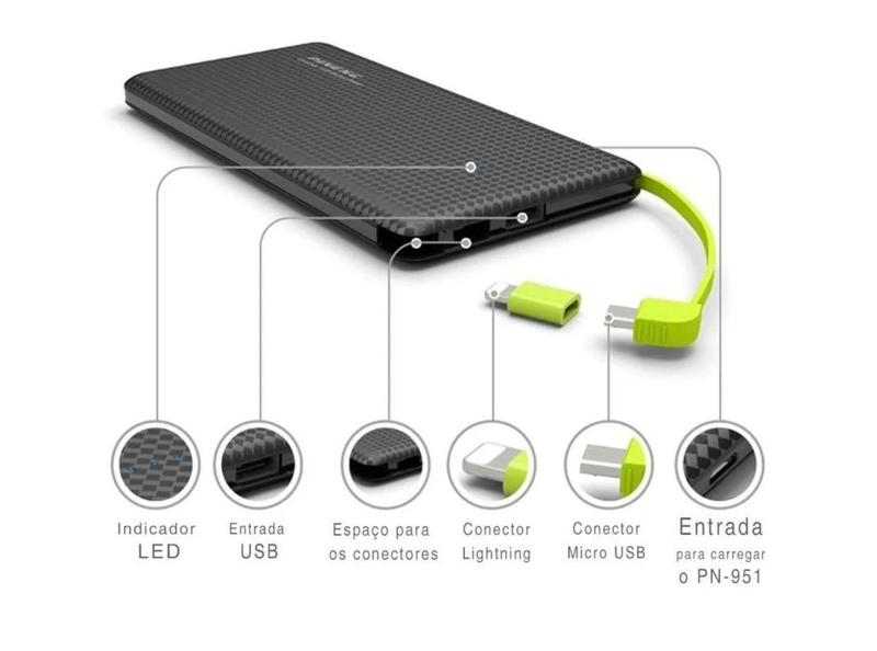 Imagem de Carregador Portátil 10.000 Mah Slim BK PN-951