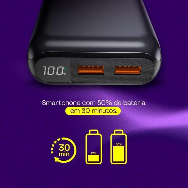 Imagem de Carregador Portátil 20.000Mah Carregamento Rápido Cinza