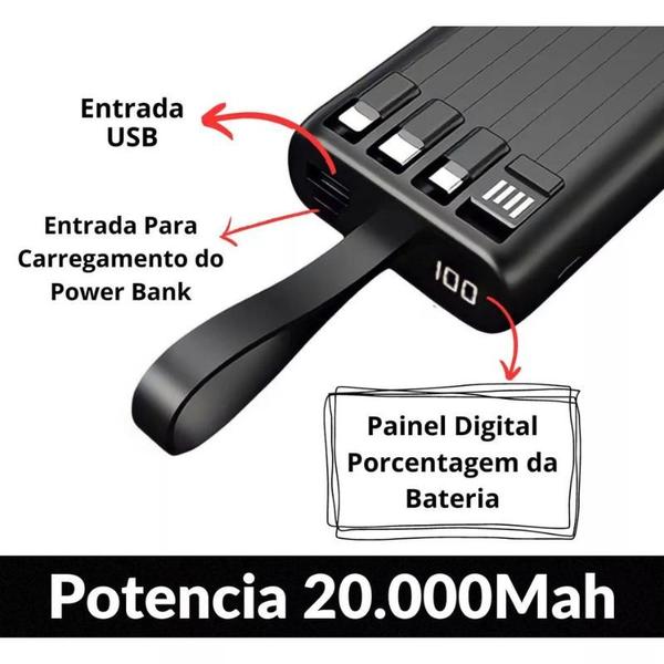 Imagem de Carregador Portátil 20.000mah Potente Power Bank Lanterna