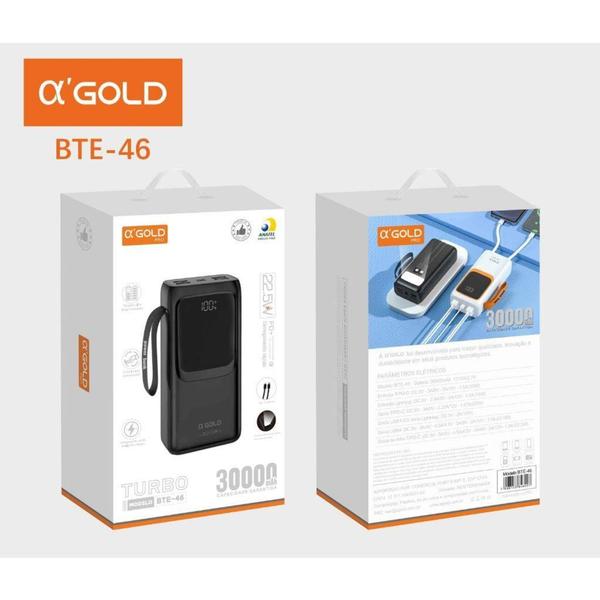 Imagem de Carregador Portátil 30000mah Power Bank Bateria Externa Móvel A'Gold BTE-46