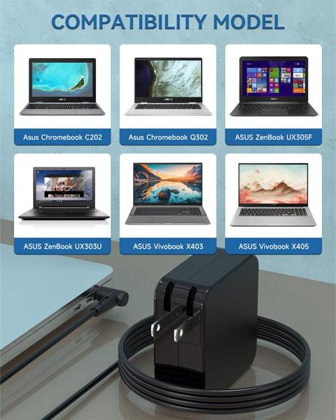 Imagem de Carregador portátil AC 45W p/ ASUS c/ conector AD883J20 - Adaptador p/ Notebook, Ultrabook ou Chromebook