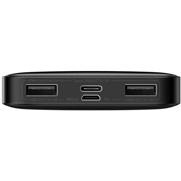 Imagem de Carregador Portatil Baseus Bipow LCD 15 W 10.000 Mah 2 X USB-A + USB-C + Micro USB - Preto (PPBD050001)