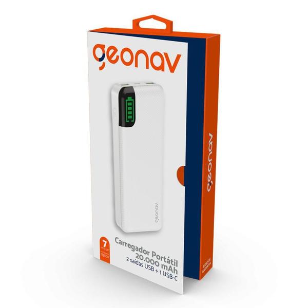 Imagem de Carregador Portátil Branco 20.000 Mah Pbk202Kwt Geonav