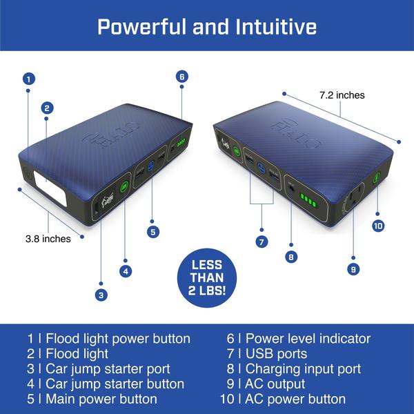 Imagem de Carregador portátil Car Jump Starter HALO Bolt 58830mAh cinza