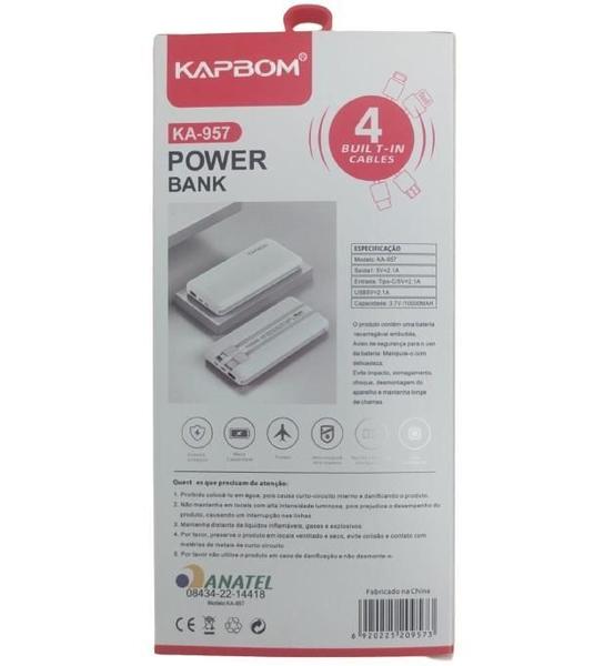 Imagem de Carregador Portátil Kapbom Ka-957 10000 4 Em 1 Branco