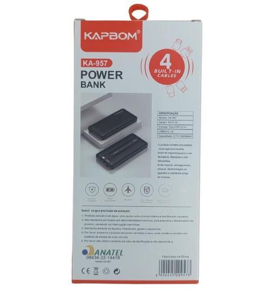 Imagem de Carregador Portátil Kapbom Ka-957 10000 4 Em 1 Preto