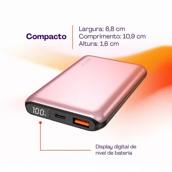 Imagem de Carregador Portátil Power Bank 10.000mah Rose Gold Geonav