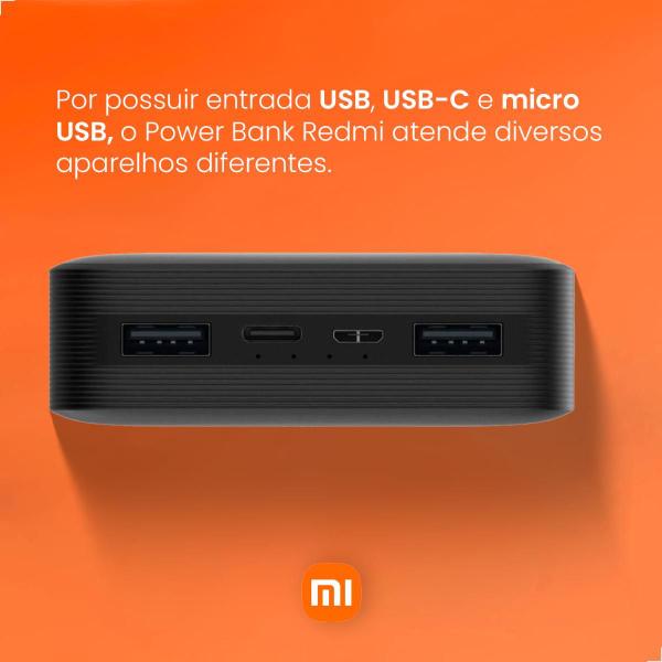 Imagem de Carregador Portátil Powerbank Xiaomi Redmi 20000mAh Original