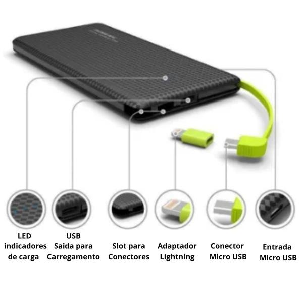 Carregador Portátil Turbo Power Bank 10.000mah Universal - pineng Imagem de Carregador Portátil Turbo Power Bank 10.000mah Universal