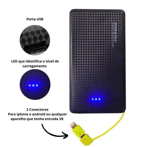 Carregador Portátil Turbo Power Bank 10.000mah Universal - pineng Imagem de Carregador Portátil Turbo Power Bank 10.000mah Universal