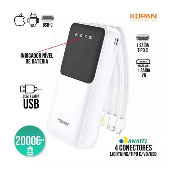 Imagem de Carregador Portátil Universal 20000mah Para Celulares Tipo C