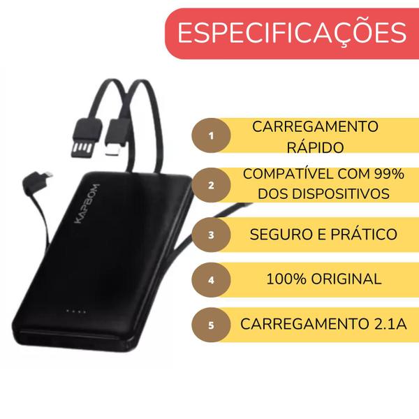 Imagem de Carregador Power Bank Kapbom 20.000 Rápido 4 em 1 Turbo