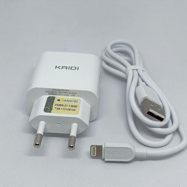 Imagem de Carregador rápido 2 Usb 2.4A com Cabo IPH  KAIDI 109A