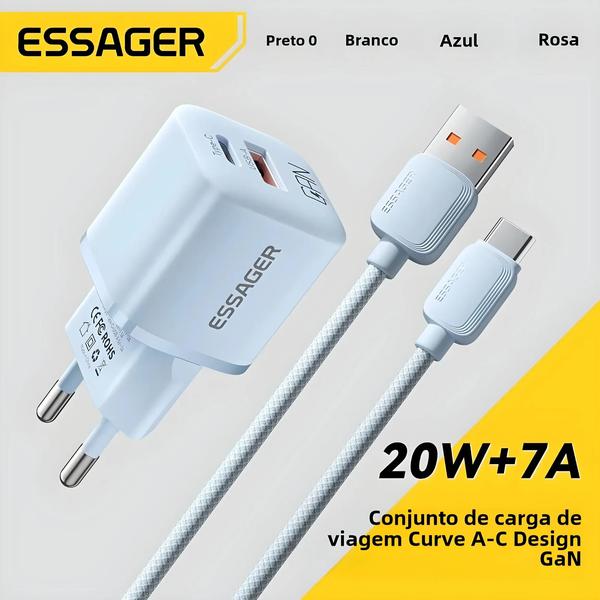 Imagem de Carregador Rápido 20W GaN USB-C com PD e QC 3.0 - iPhone 14/13/12/11/iPad - Essager