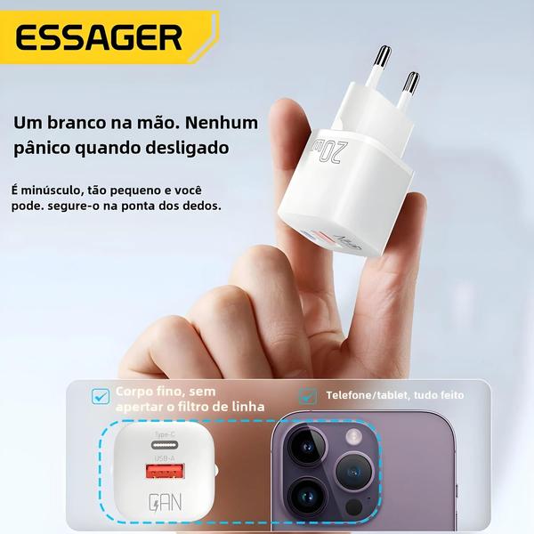 Imagem de Carregador Rápido 20W USB-C PD e QC 3.0 - Compatível com iPhone 14, 13, 12, 11