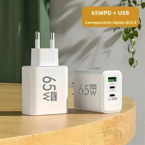 Imagem de Carregador Rápido 65W GaN USB-C PD 30 - Adaptador de Parede