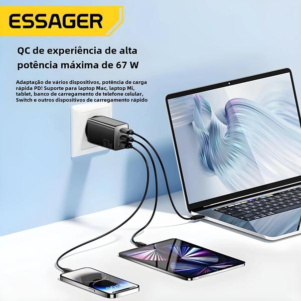 Imagem de Carregador Rápido 67W USB-C - Compatível com Samsung, iPhone 15/14/13 Pro e Huawei