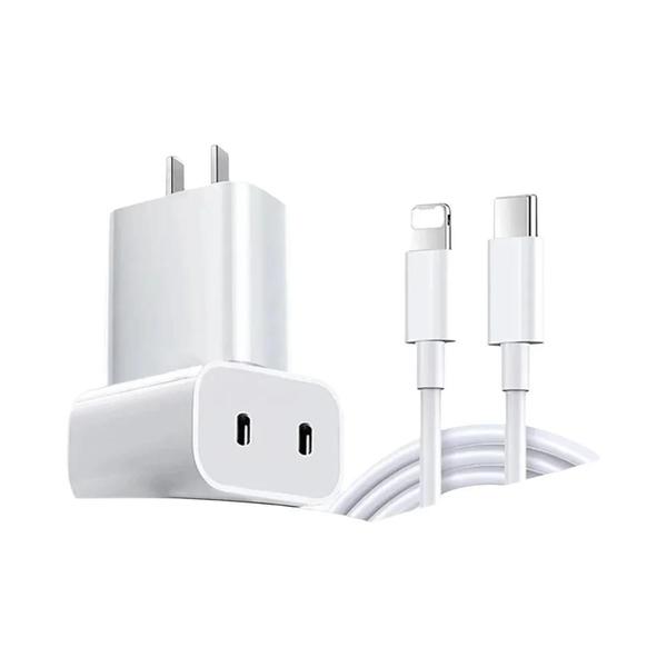 Imagem de Carregador Rápido Duplo USB-C PD 20W - Para iPhone 14/13/12/11/Pro/XR/Max e iPad Air