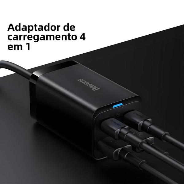 Imagem de Carregador Rápido GaN 65W 4 em 1 - Adaptador de Mesa para iPhone, Xiaomi e Samsung