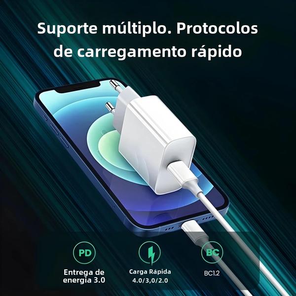 Imagem de Carregador Rápido PD 35W para iPhone 15 Pro Max - USB-C com Cabo de Carregamento