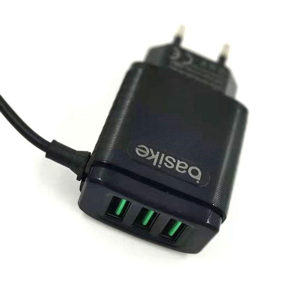 Imagem de Carregador Rápido Turbo 5.1A 3 USB Com Cabo Micro USB/V8 - Basike