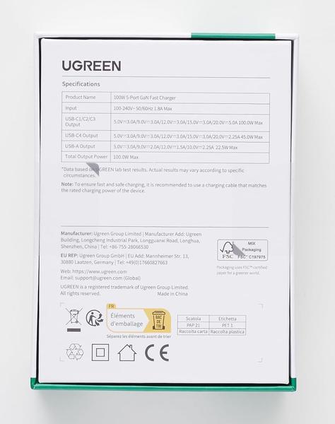 Imagem de Carregador rápido UGREEN Nexode 5 portas 100W GaNInfinity suporta (PD 3.0 PPS 45W 25W QC 4+ 4.0 FCP)