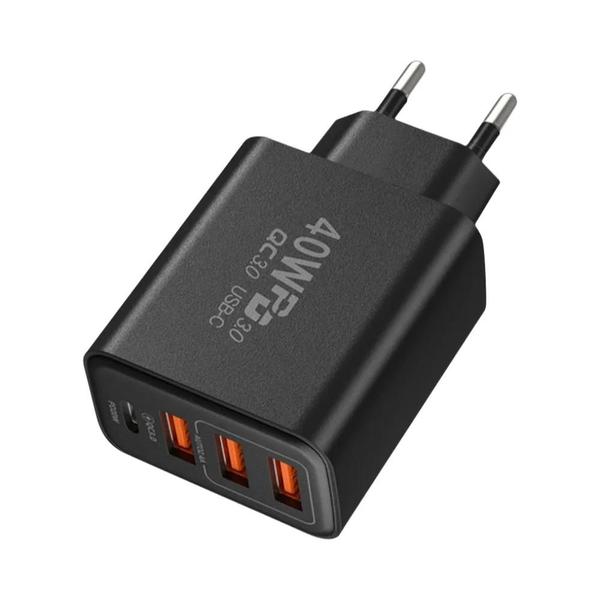 Imagem de Carregador Rápido USB 4 Portas 40W com Quick Charge 3.0 - Plug UE