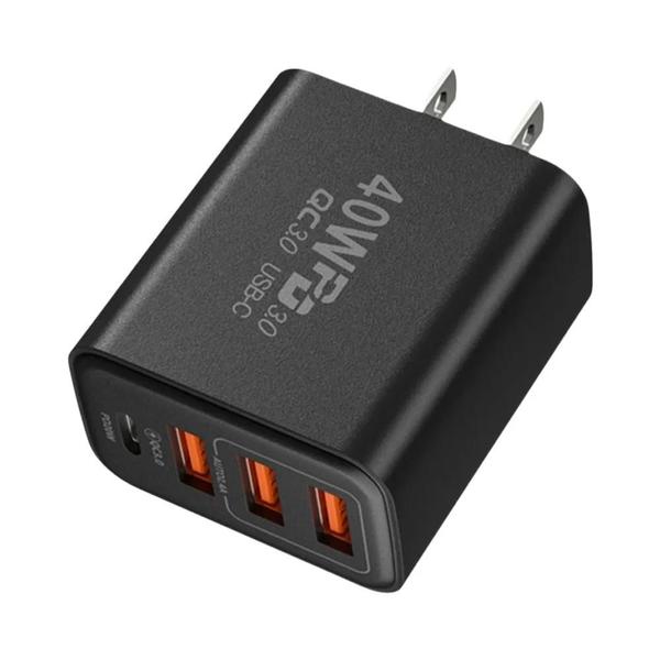 Imagem de Carregador Rápido USB 4 Portas 40W com Quick Charge 3.0 - Plug UE