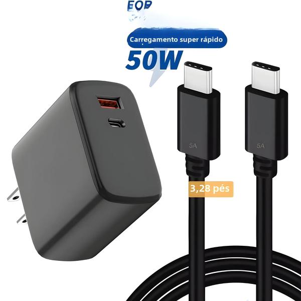 Imagem de Carregador Rápido USB-C 50W PD & Quick Charge 3.0 - Samsung S23 Ultra, Huawei e iPhone