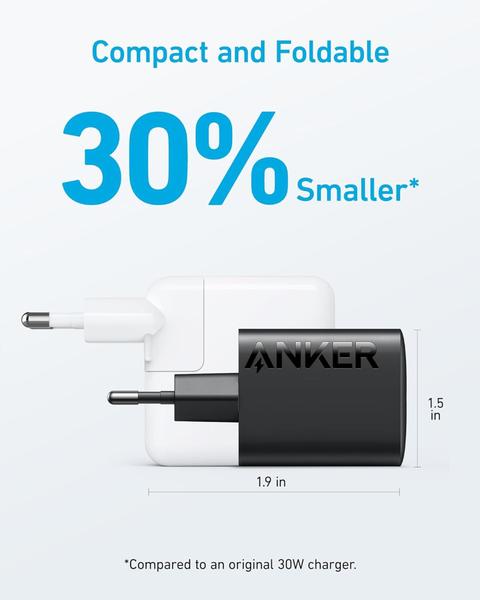 Imagem de Carregador Rápido USB-C de 30W Anker 312 (cabo Tipo C de 1,5m incluído) suporta versões 25W 20W