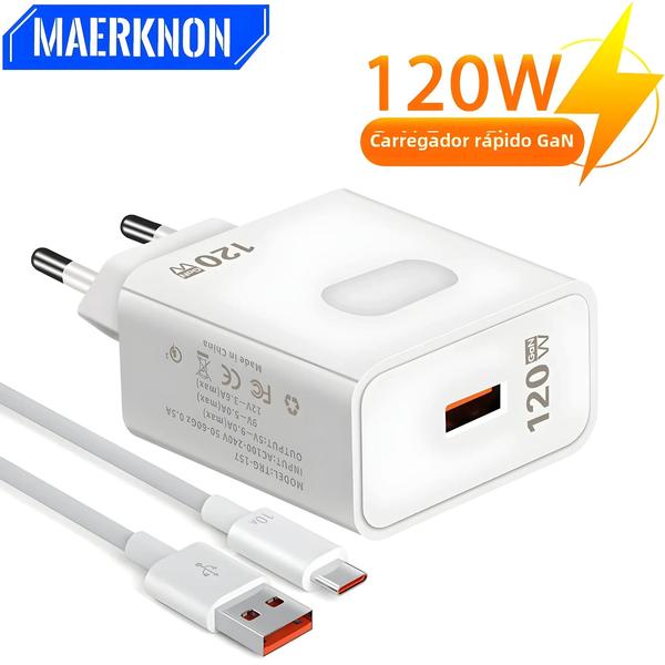 Imagem de Carregador Rápido USB-C QC3.0 com Cabo - Compatível com iPhone, Huawei, Samsung, Xiaomi