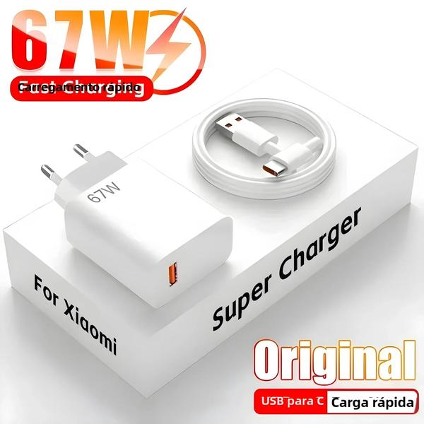 Imagem de Carregador Rápido USB Tipo C 67W para Xiaomi 14/13/12/11/10/Ultra/Redmi Note 12T/13 Pro