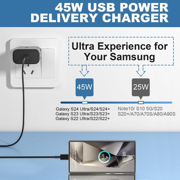 Imagem de Carregador Samsung 45W USB-C Super Rápido para Galaxy S23 Ultra