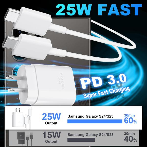 Imagem de Carregador Samsung Fast Charger Type C 25W com cabo de 10 pés preto