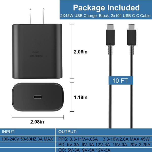 Imagem de Carregador Samsung S23 S22 Super Fast USB-C de 45 W com cabo de 3 m