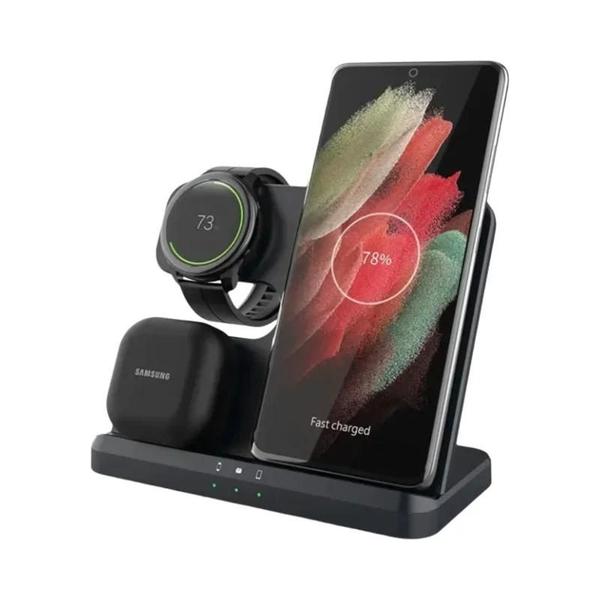 Carregador Sem Fio 3 em 1 - 30W de Carga Rápida para Samsung Galaxy Watch, Buds e Z Carregador Sem Fio 3 em 1 - 30W de Carga Rápida para Samsung Galaxy Watch, Buds e Z