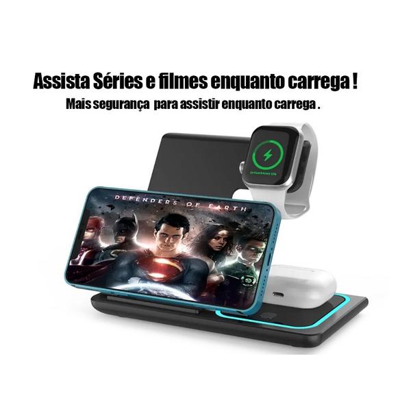 Imagem de Carregador Sem Fio 3 em 1 Indução + Capinha Magnética Magsafe + Película Compatível Com Iphone