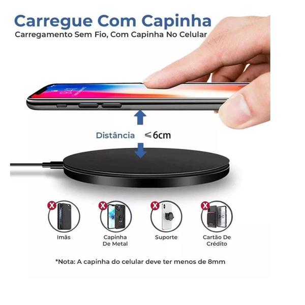 Imagem de Carregador Sem Fio Indução  Compatível  Sensor Mesa C/ Android S8 A S20 - BRANCO 