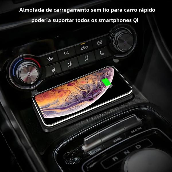 Imagem de Carregador Sem Fio para Carro - Compatível com iPhone, Samsung e Xiaomi - Base Antiderrapante de Silicone