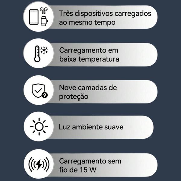 Imagem de Carregador Sem Fio Wireless Indução 3 Em 1 Inova iPhone