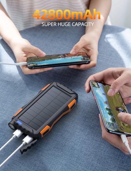 Imagem de Carregador solar Power Bank 42800mAh Carregador portátil laranja