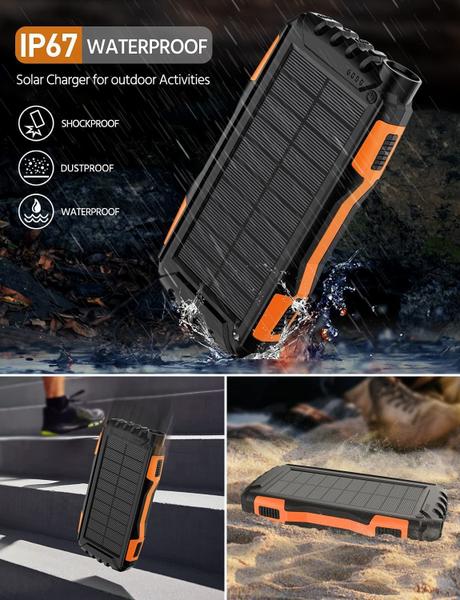 Imagem de Carregador solar Power Bank 42800mAh com lanterna - laranja