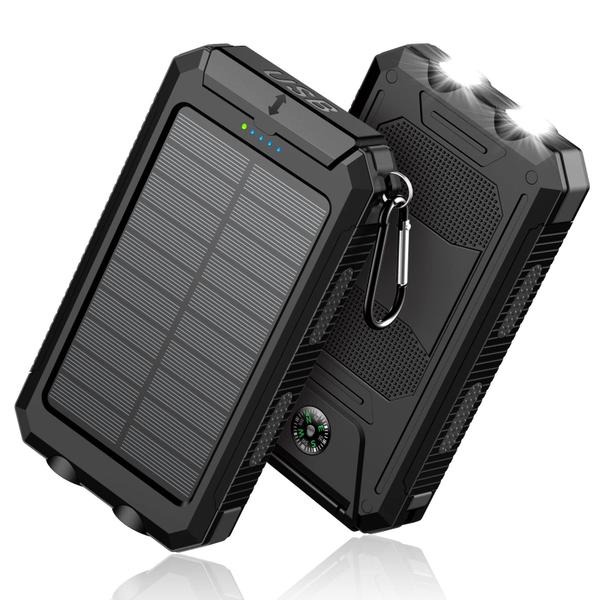 Imagem de Carregador solar Power Bank Feeke 36800mAh com lanterna preta